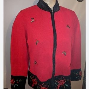 Vintage Heirloom Collectibles Christmas Sweater Cardigan Sequins Cardinals